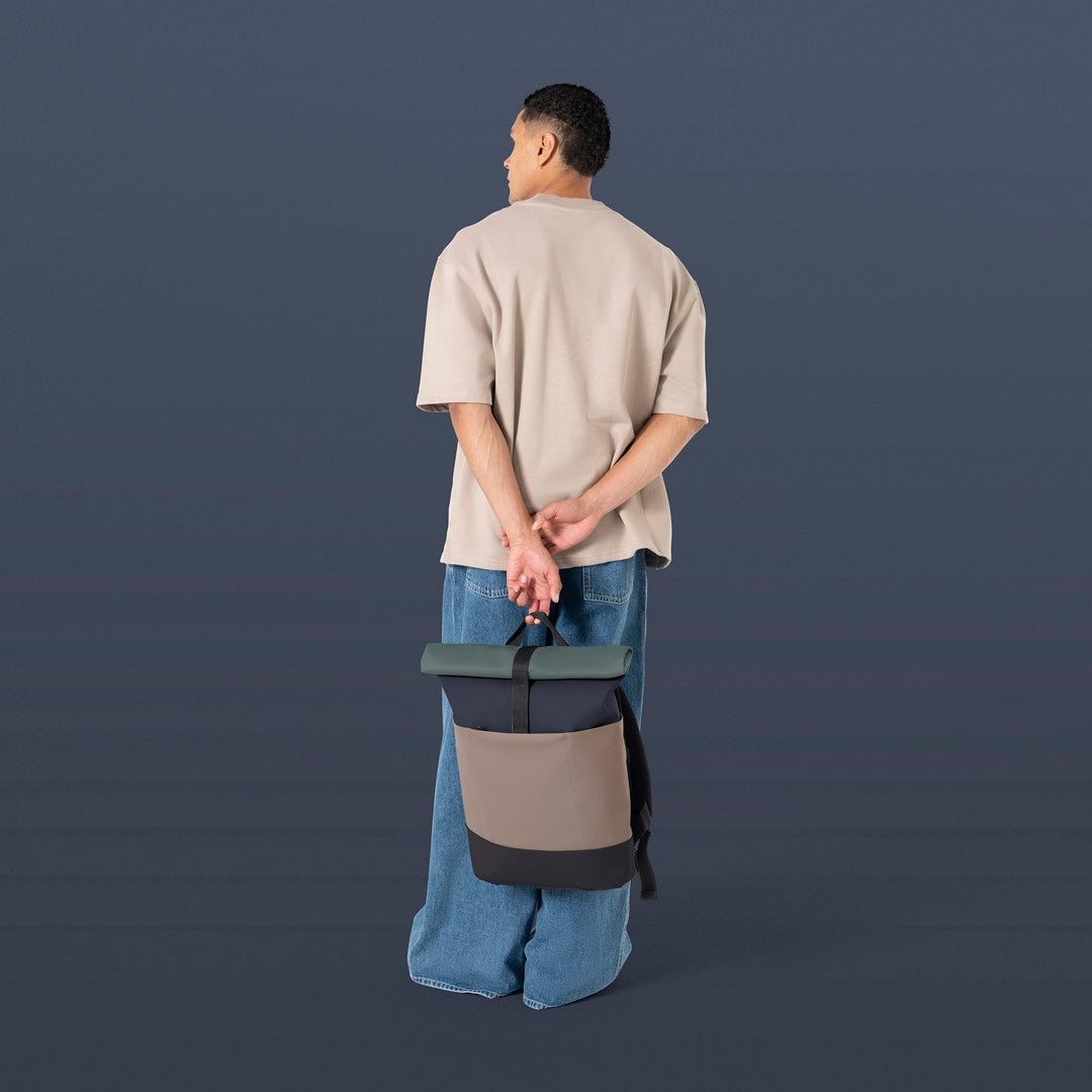 Hajo Roll-Top Backpack - Dark Navy - Dark Sand / Medium