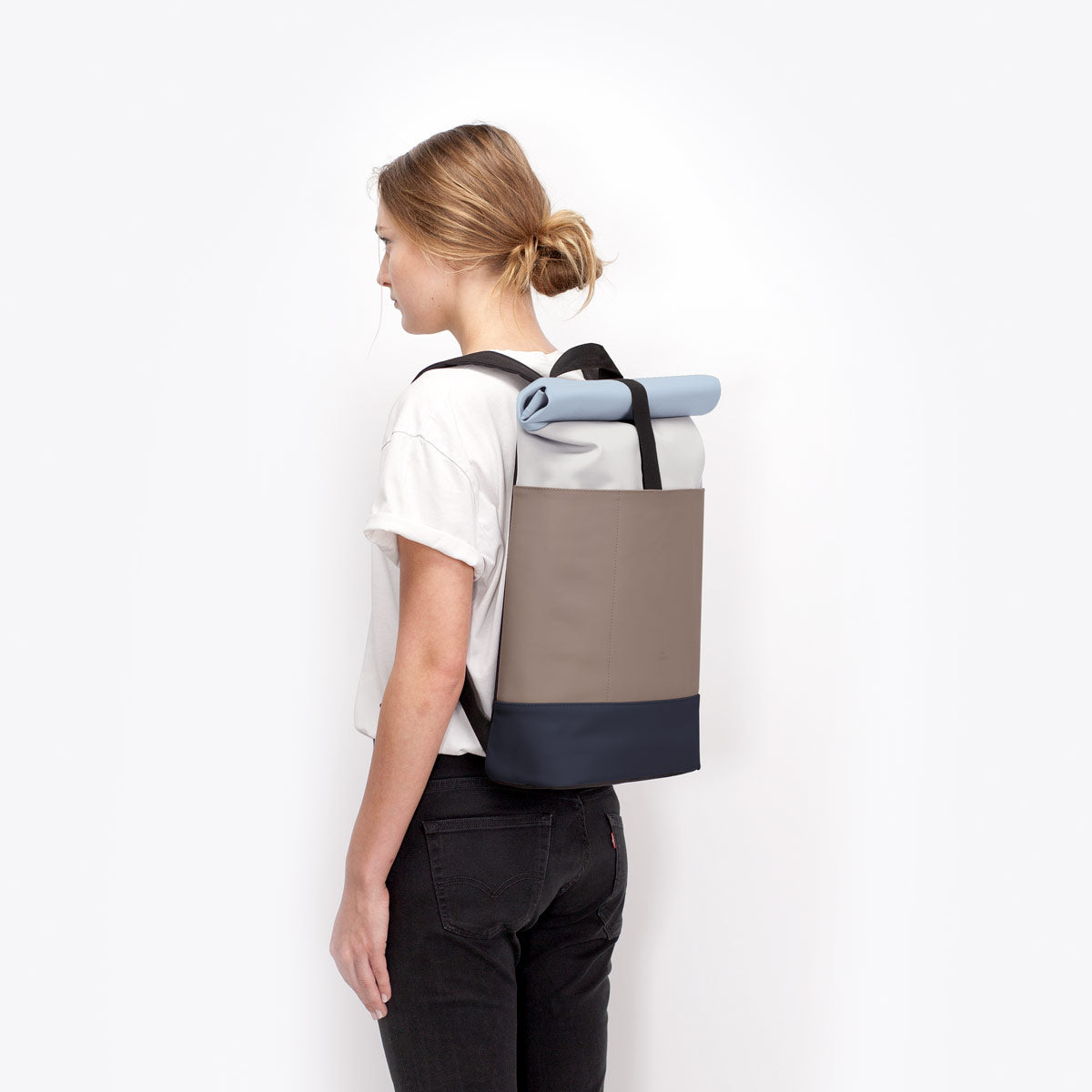 Hajo Roll-Top Backpack - Glacier Grey - Dark Sand / Medium
