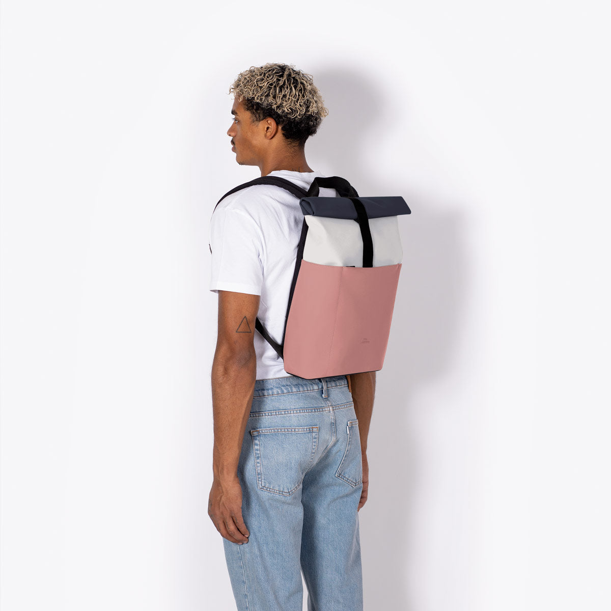 Hajo Roll-Top Backpack - Glacier Grey - Dark Rose / Mini